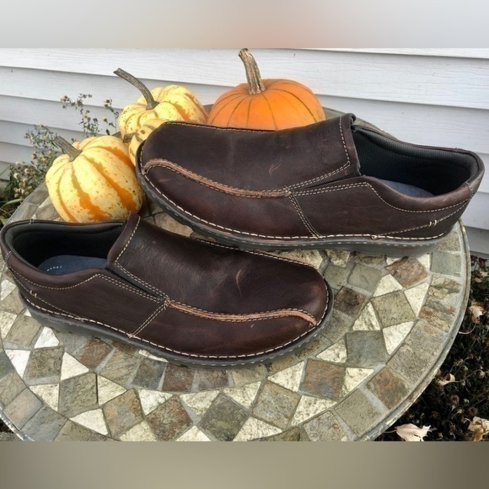 ✴️Clark’s Vanek Step brown leather loafer slip ons